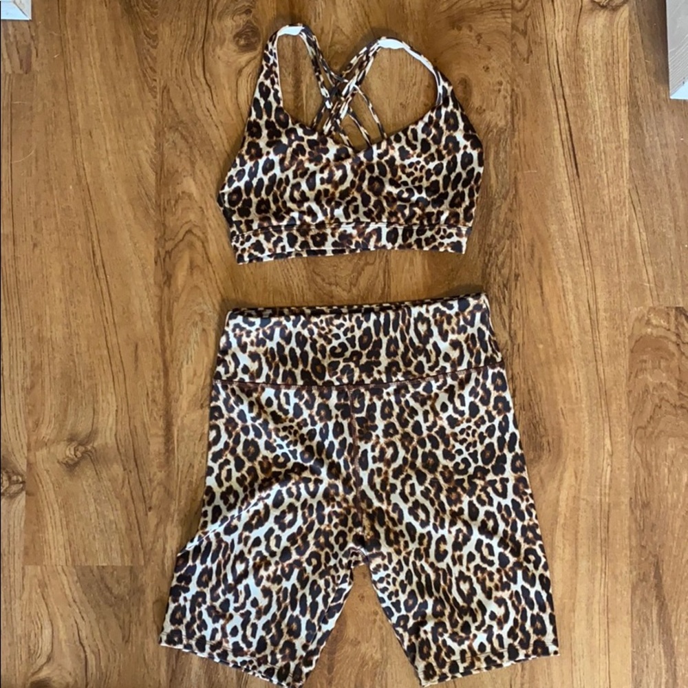 Leopard Print Two Piece Bike Short Set